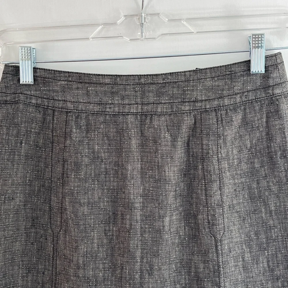 J. Crew 100% Linen Charcoal Grey A Line Skirt Careerwear Coastal Chic Size 4